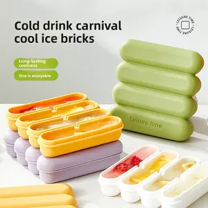 4 Pcs Long Ice Cube Tray, Ice Cube Trays For Freezer, Freezer Containers, Food Preparation and Storage Containers, Baby Food Ice Pops, Long, One-Piece Compartment Design, Suitable for Sports Drinks, Soda, Juice, and More.Essential Kitchen Tool