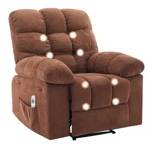 Massage Recliner Rocking Chair for Living Room – Wide Overstuffed Ergonomic Upholstery – Breathable Fabric, Remote Control, Side Pockets – Ideal Relaxation Lounge Chair