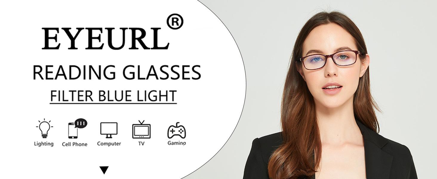 Blue Light Blocking Readers for Women - 2 Pair Ladies Computer Reading Glasses +1.25 Stylish Rectangular Frames Blue Ray Eyeglasses