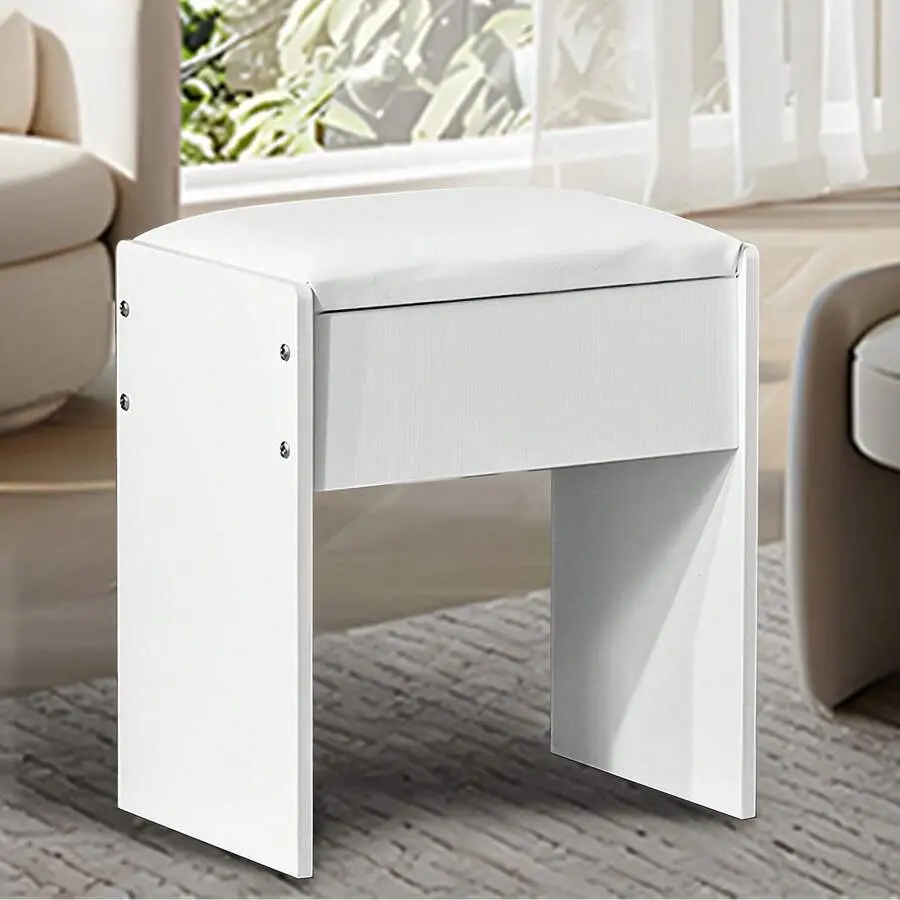 Simple Soft Padded Comfortable Vanity Stool With Anti-Base Home Bedroom Light Luxury Compact Dressing Seat