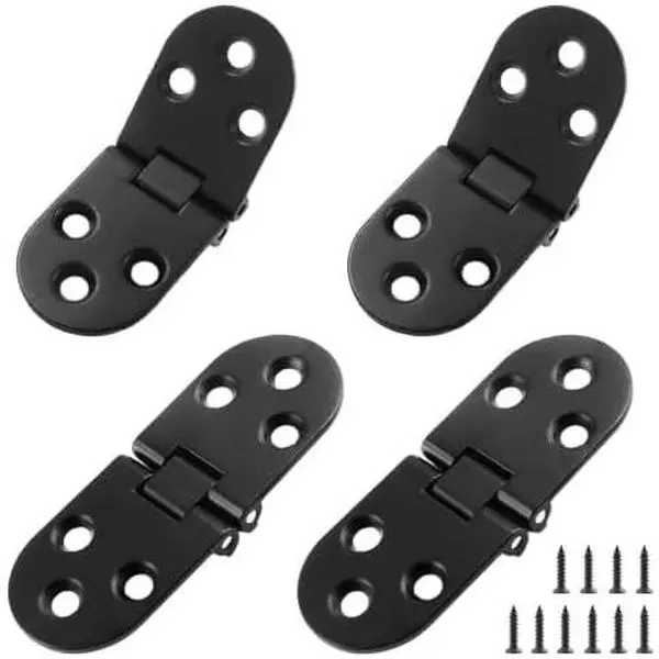 4 count Heavy Duty Folding Table Hinges, Black, (3.1 x 1.18inch) | Sewing Machine Flip Top Hinge, Zinc Alloy Butler Tray Hinge, With Mounting Screws for Drop Front Desk Drawer, Doors