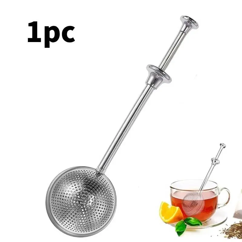 Stainless Steel Tea Infuser with Long Handle, Premium Loose-Leaf Tea Brewing Tool, Portable Rotating Tea Ball for Home Use