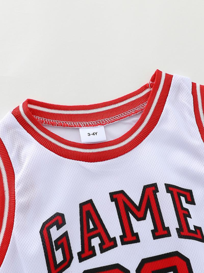 Two-Piece Set Boy's Basketball Jersey Set, Contrast Binding Sleeveless Basketball Vest & Shorts, Summer Clothes for Kids Outdoor Sports Two-Piece Set Boy's Basketball Jersey Set, Contrast Binding Sleeveless Basketball Vest & Shorts, Summer Clothes for Kids Outdoor Sports