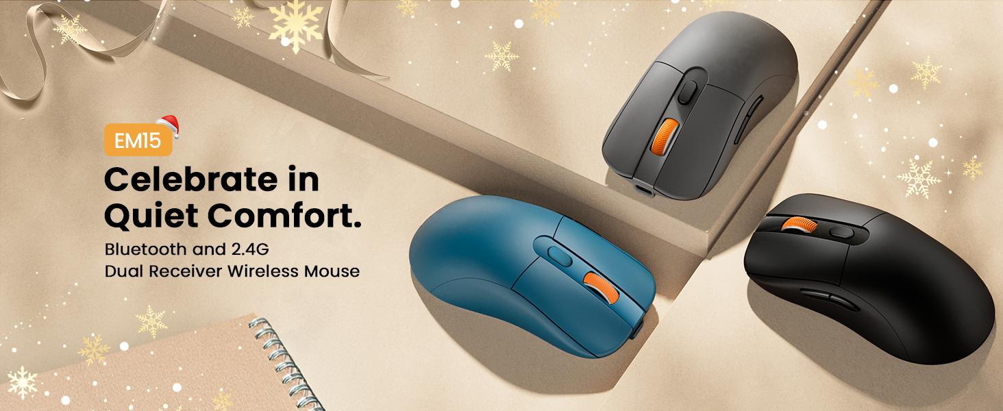 Bluetooth Wireless Mouse for MacBook Pro/Air, USB C Mouse, EM15 Rechargeable Compact Portable for Laptop, iPad, Tablet, Chromebook-Black