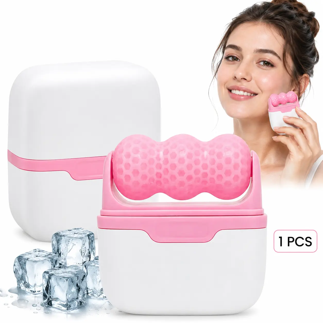 2-In-1 Cold Ice Roller Massage Wheel - Non-Woven Soothing Unscented Tool for Face & Eye Puffiness Reduction, Migraine Relief, Abs & Full Body Skin Care (Sports & Outdoor Accessory)