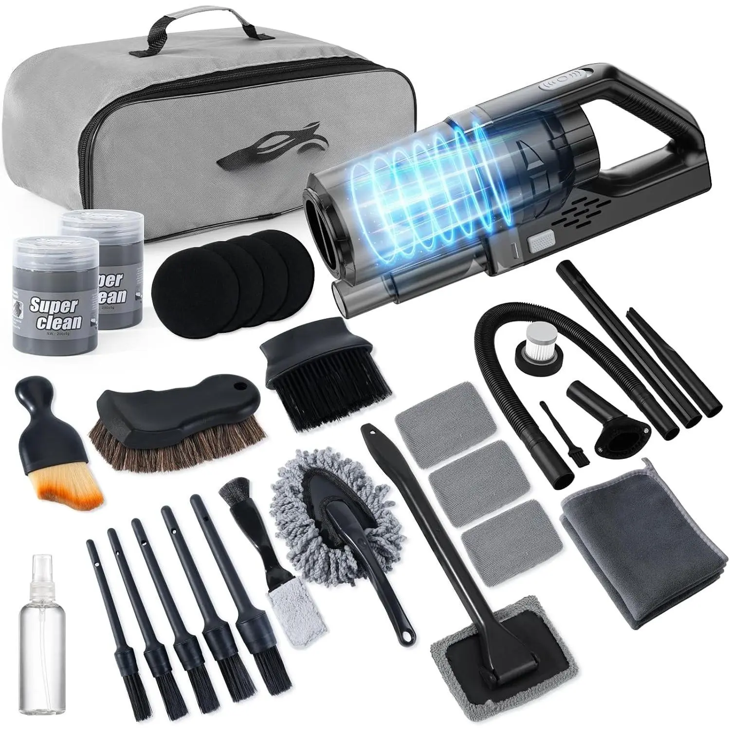 Cleaning Kit,  Detailing Kit with  Vacuum 8000PA High Suction,  Interior Cleaning Supplies with Detailing Brushes, Windshield Cleaner Tool,  Accessories for Men & Women