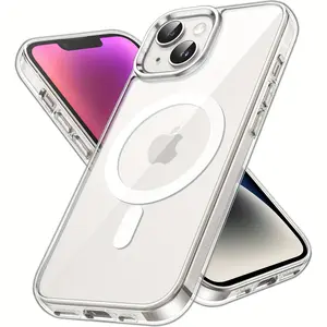 Magnetic Clear Phone Case for iPhone 17/ 17 Air/ 17 Pro/ 17 Pro Max/ 16/ 16e/ 15/ 14/ 13/ 12/ 11 Plus/ Pro/ Pro Max - Compatible with MagSafe Wireless Charging, Shockproof Anti-Scratch Bumper Cover with Transparent Back