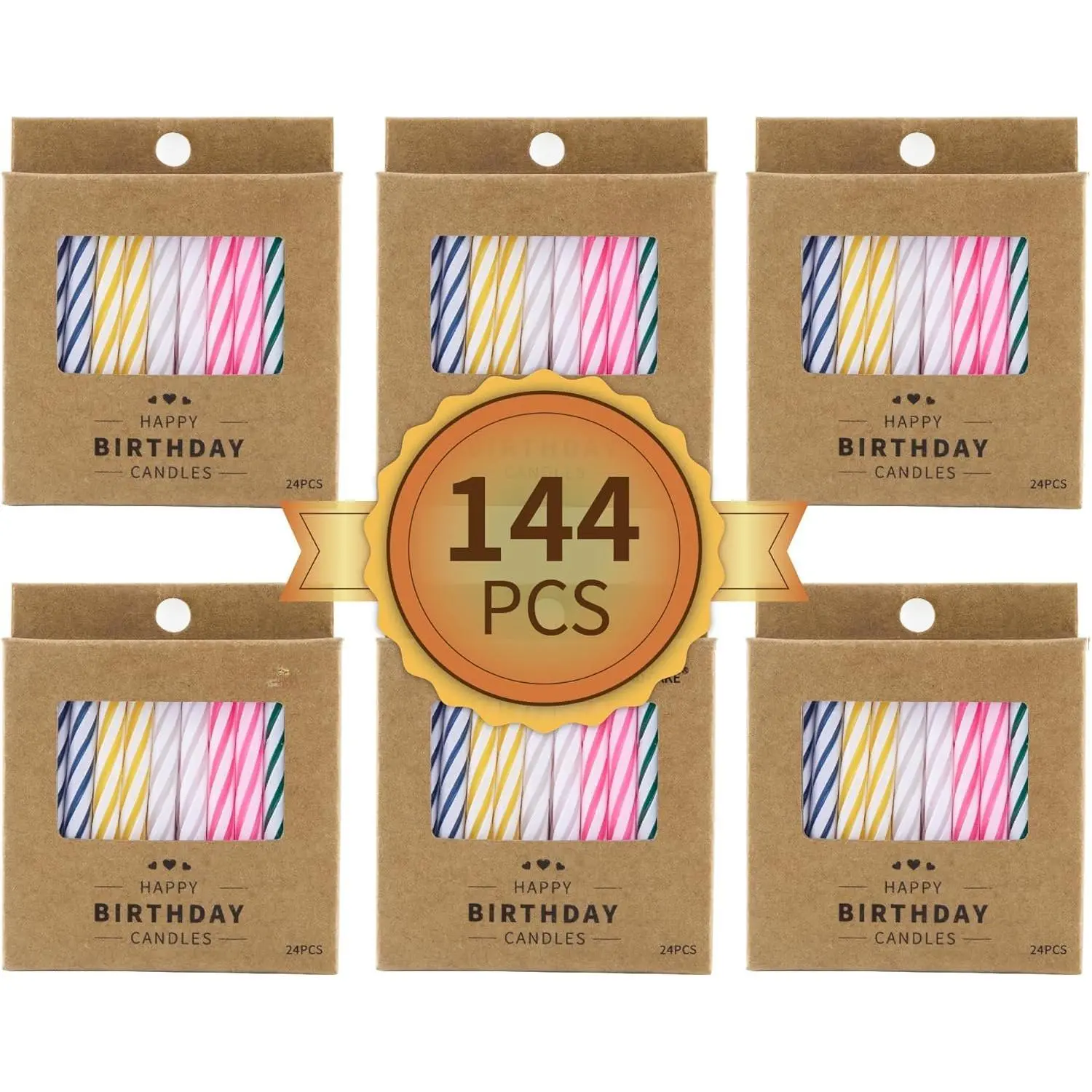 144-Count Multicolored Spiral Birthday Candle, Birthday Candles for , Cup Candles, Party Celebration