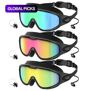 Unisex Swim Goggles Set of 3, Swim Glasses, Swimming Goggles, Anti-Fog 180° Wide Vision, Uv400 Protection, Leak-Proof Pool Goggles for Adults, Teens, Kids