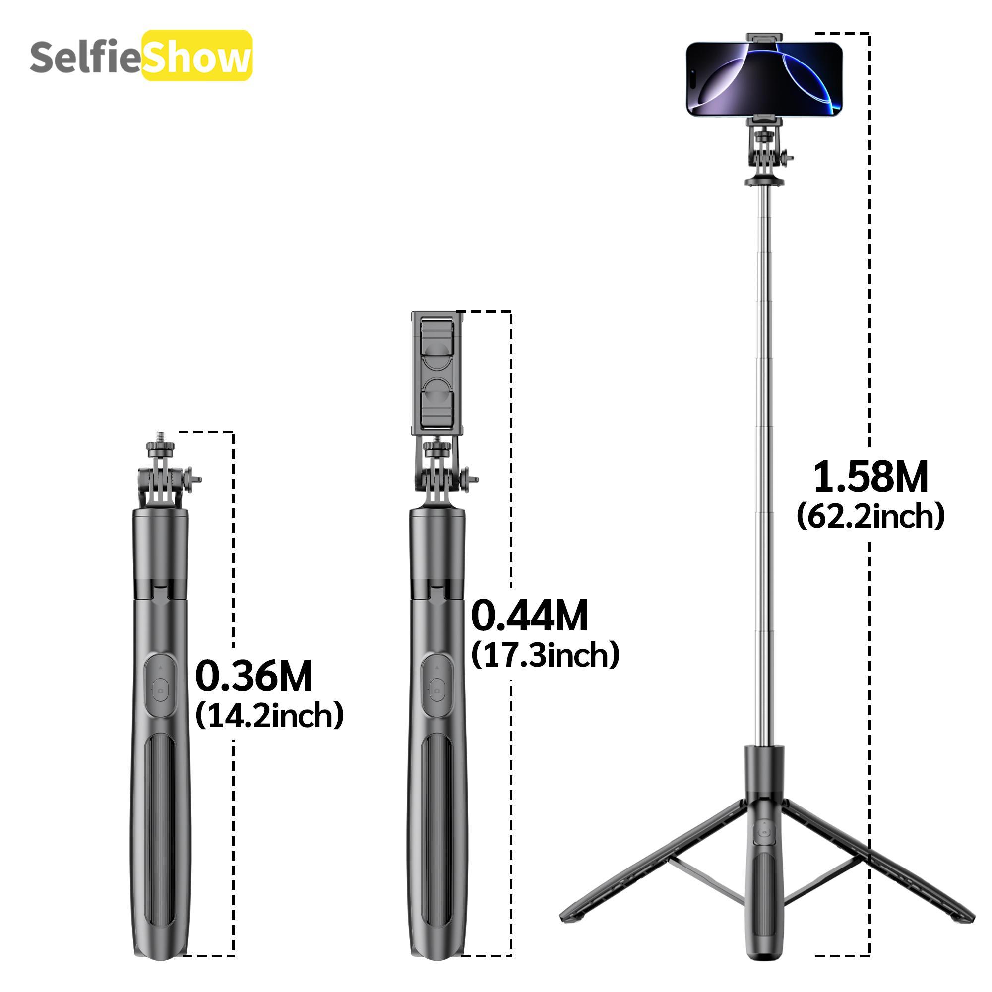 SELFIESHOW Portable Selfie Stick, Bluetooth-compatible Tripod Selfie Stick with Remote Control, Adjustable Design Phone Tripod for Video Recording, Selfie Stand