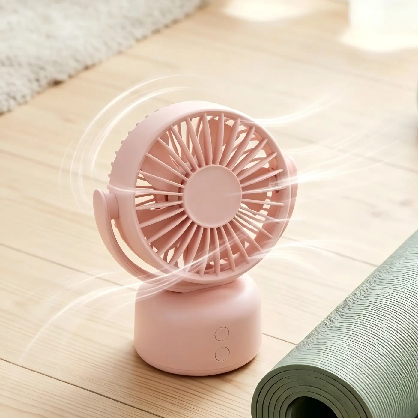 Rechargeable Desktop Oscillating Fan, 3 Speed Settings, 90° Auto Swing, 120° Manual Adjust, Quiet Portable Fan for Home Office Bedroom