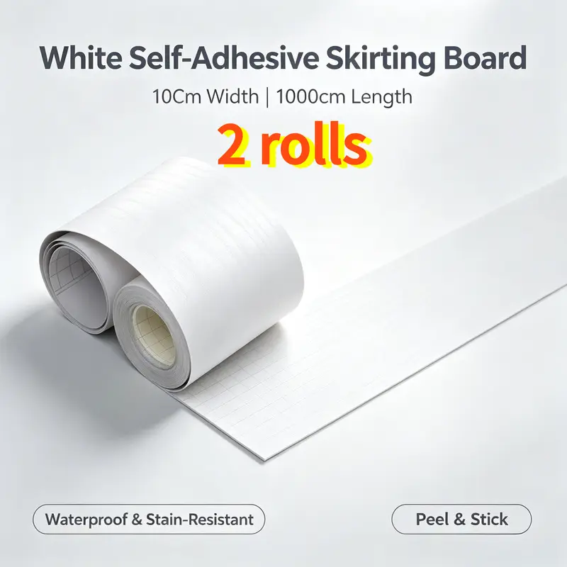 2 rolls 3.94 x 393.70 Inches wood grain peel and stick Self Adhesive baseboard stickers, work as waist line borders, decor for TV backdrop, door frames and interior walls, waterproof easy to apply for home wall beautification