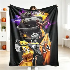 Black Mamba Inspired Basketball Flannel Blanket, Ultra Soft Warm Fleece Throw Blanket for Adults & Kids, Lightweight Cozy Plush Blanket for Sofa Bed Couch Bedroom Office Travel Sports Fan Home Decor Gift