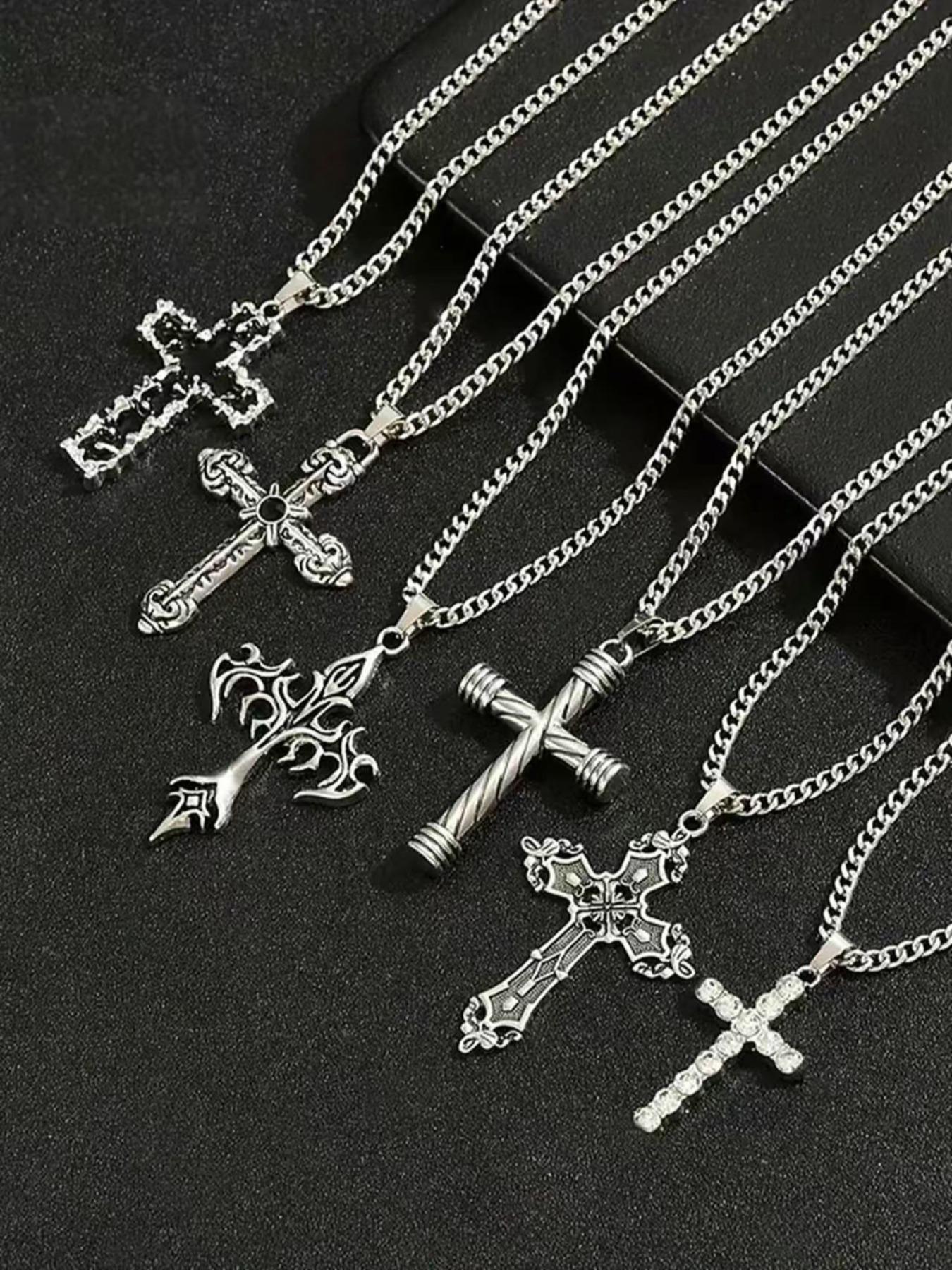 Men's Vintage Cross Pendant Necklace Set, Coptic Cross Necklace, Stainless Steel Jewelry for Party, Daily Clothing Decor, Trendy All-match & Exquisite Jewelry for Birthday Gift, Cross Necklaces
