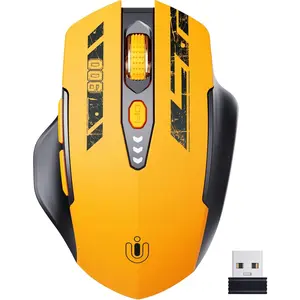 ,Upgraded 2.4GHz Rechargeable ( Level Visible)   ,4 Levels DPI,  Mice for Laptop (Yellow)