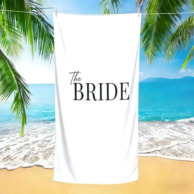 Simple Bride Theme Beach Towel, Soft, Quick-Dry, Durable, Easy to Carry, Perfect for Pre-Wedding Parties, Beach Weddings, Honeymoon Trips