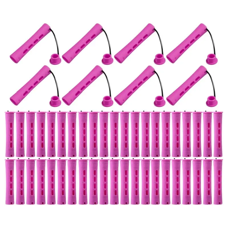50pcs Yellow Blue Pink Grey Purple 0.28in 0.35in 0.51in 0.59in 0.75in Perm Rods for Long Hair Plastic Curl Rods Cold Wave Rods Hair Curling Roller for Hair Styling Hairdressing Tools Heatless Curling Rod