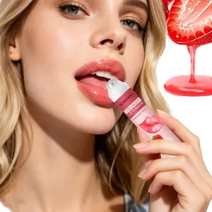 Collagen Lip Balm, Hydrolyzed Collagen, Lactic Acid, Mineral Oil, Plump Lips, Fade Lip Lines, Strawberry Scent, Moisturizing, Daily Care, Portable