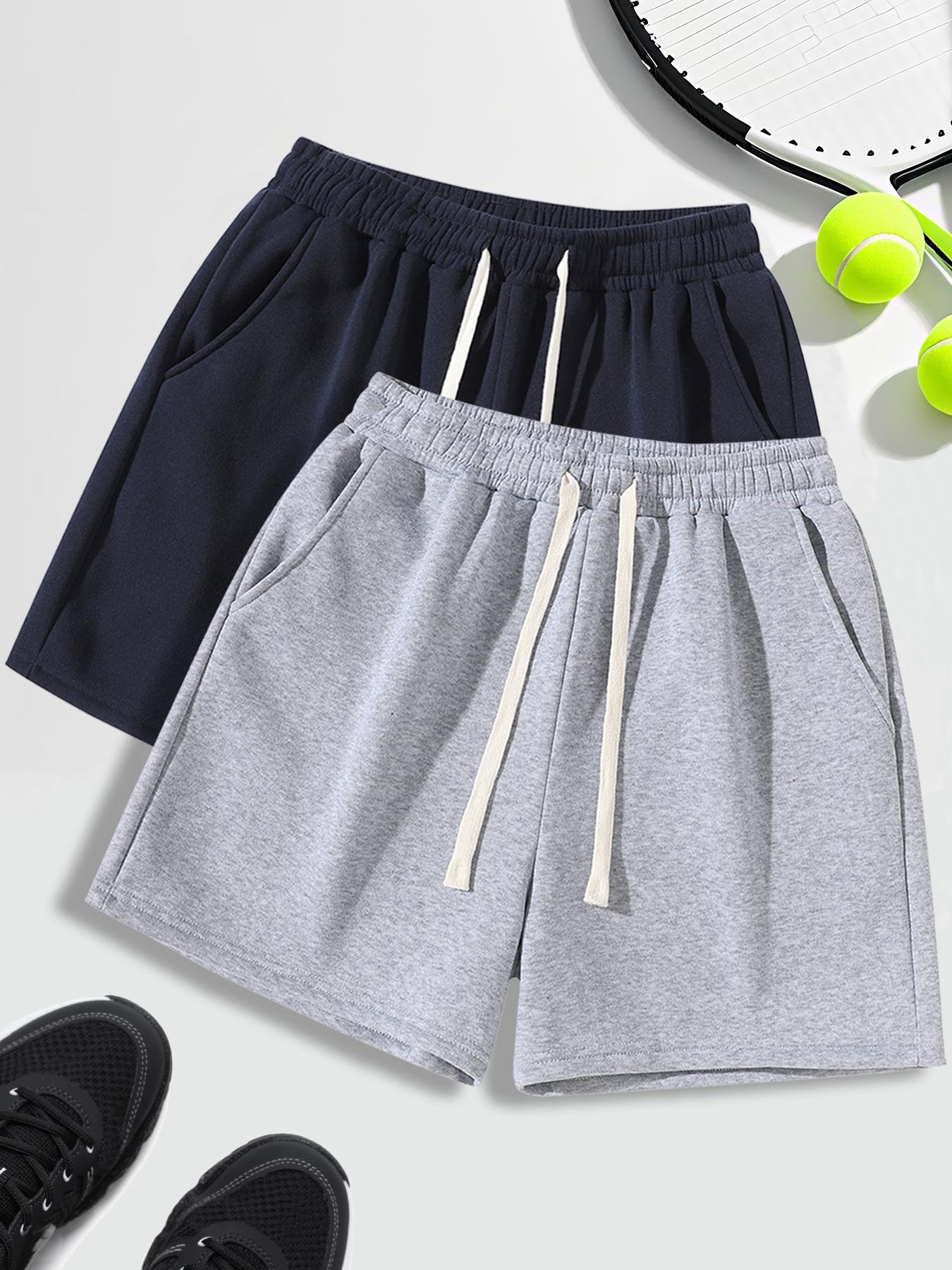 Unisex Drawstring Waist Shorts, Athleisure Casual Shorts, Soft Comfortable Solid Color Basic Style, Suitable for Casual Sports Outdoor Activities