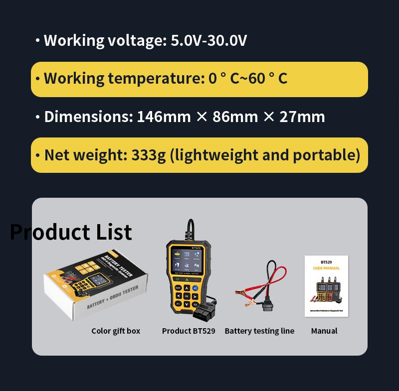 Hexibii 2-in-1 OBD2 Scanner Car Battery Tester ,PRO OBD2 Scanner Diagnostic Tool, Car Code Reader with Battery Tester, Check Engine Code Reader with Reset OBDII, Real-Time Date, DTC Lookup, Scan Tool for All OBDII Protocol Cars Since 1996