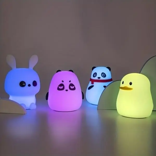 LED Rainbow Rabbit Silicone Touch Control USB Rechargeable Night Light - A Gift Suitable for Boys and Girls