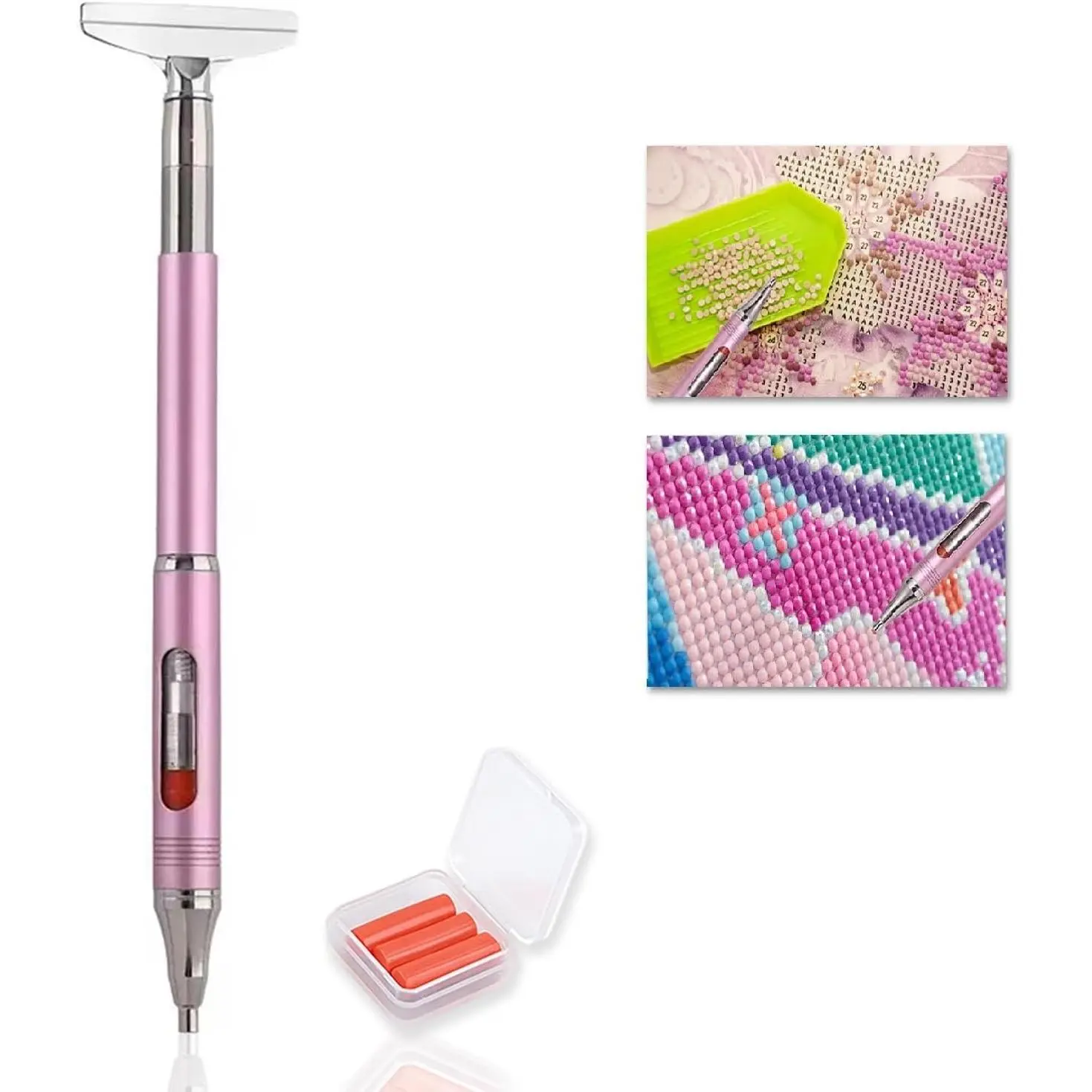 Art Painting Pen, Automatic Refillable Wax Rhinestone  with Metal Scraper , -Ended DIY Embroidery Accessories for  Art,  Art & Crafts