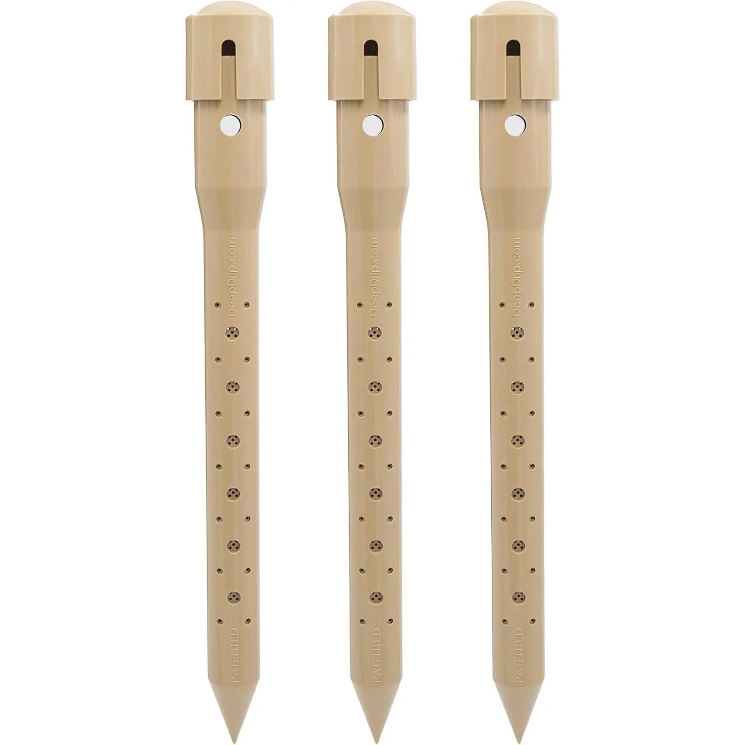 14 in. DEEP DRIP Plant Watering Stake (3 Pack) (Tan) | UV-Protected ABS Plastic Deep Root Irrigation Spike for Yard Plants, Shrubs, Vines