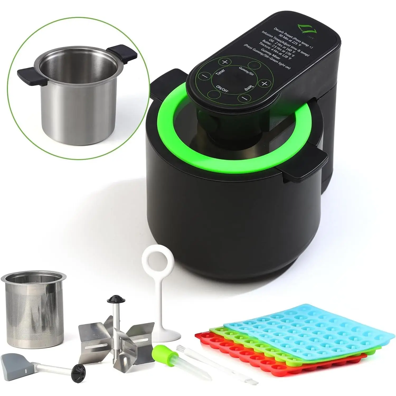 Herbnifique 3-In-1 Decarboxylator & Oil Infuser &  Maker Machine With Mixing Function, Tincture Maker,  Recipe Book Included (Black)