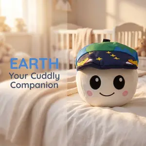 Artemis Mascot Cartoon Planet Plush Toy (wearing an Earth hat) — Available in two sizes (space-themed doll and portable plush charm) — A viral stress-relief toy.