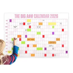 Large Dry-Erase Wall Calendar | Full Year Overview Daily Planner with Customizable Labels