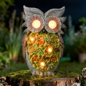 Solar Owl Garden Statue Light Outdoor Decor, Waterproof LED Yard Art Lantern, Patio Lawn Decoration, Mother's Day Gift for Mom Grandma Women