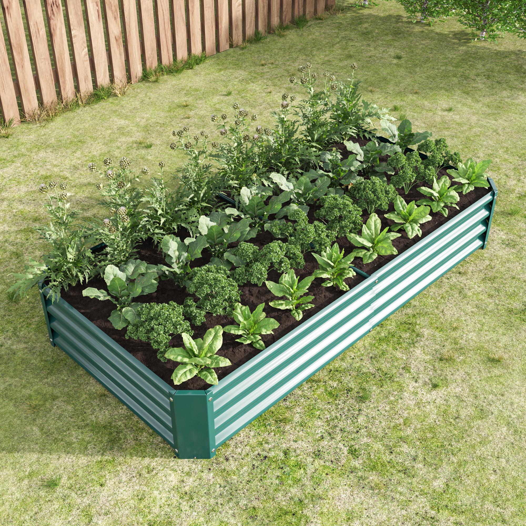 [Bellemave]Raised Garden Bed Outdoor, Metal Raised  Rectangle Planter Beds for Plants, Vegetables, and Flowers - Green