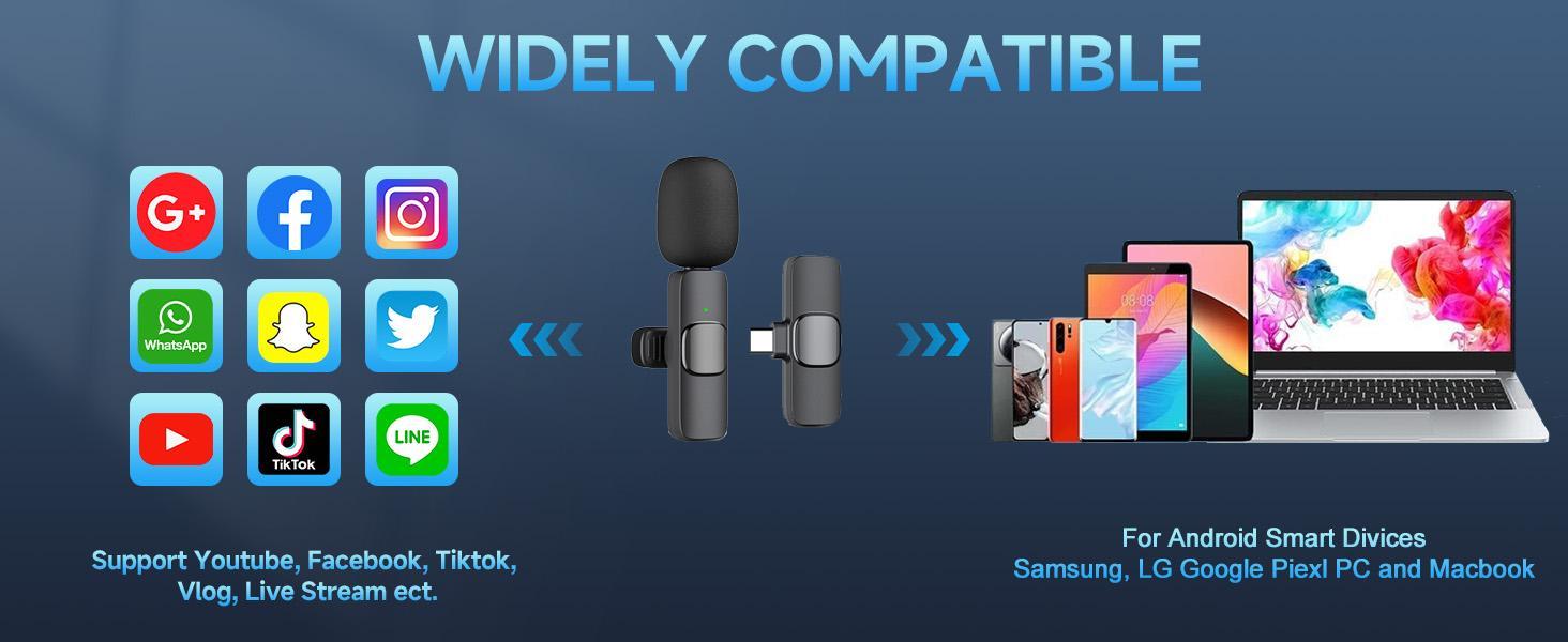 Professional Wireless Lavalier Microphone for iPhone 15(Above) and Android USB-C Device, Cordless Omnidirectional Clip Mic, Plug-Play Microphone for Interview Video Podcast Vlog YouTube wireless  microphone  iphone Pack phono lapel mini