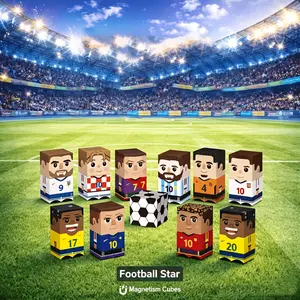 Mini Football Star Magnetic Building Blocks - 24-piece set of football player-themed blocks, educational toy, parent-child interactive football game and creative building set