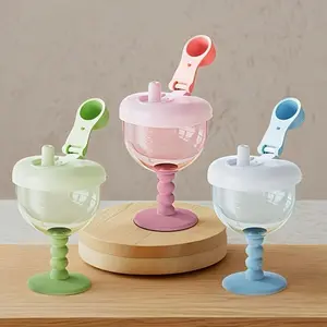 Goblet-Shape Kids' Sippy Cup, Solid Color Reusable Tumbler with Lid, Portable No-Spill Drinkware for Travel, Juice & Milk (1-3 Pcs)
