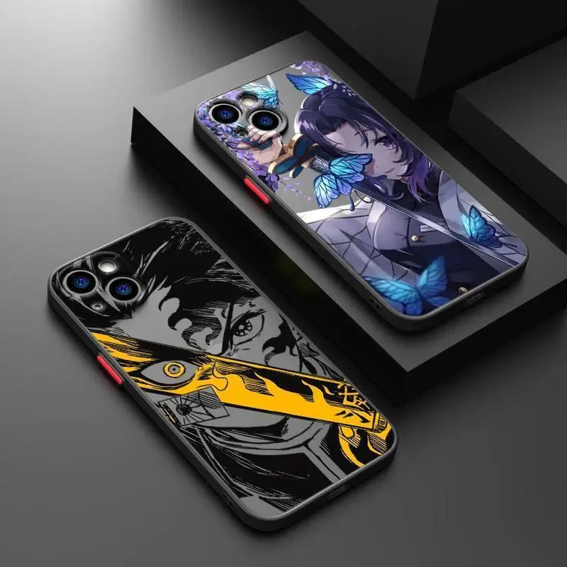 Anime Demo Slayer Cool Tanjiro For iPhone Case 17 16 15 14 13 12 11 Pro Plus Samsung S21 S22 S23 S24 S25 A series Phone Shockproof Y2K Pink INS Cover Gift
