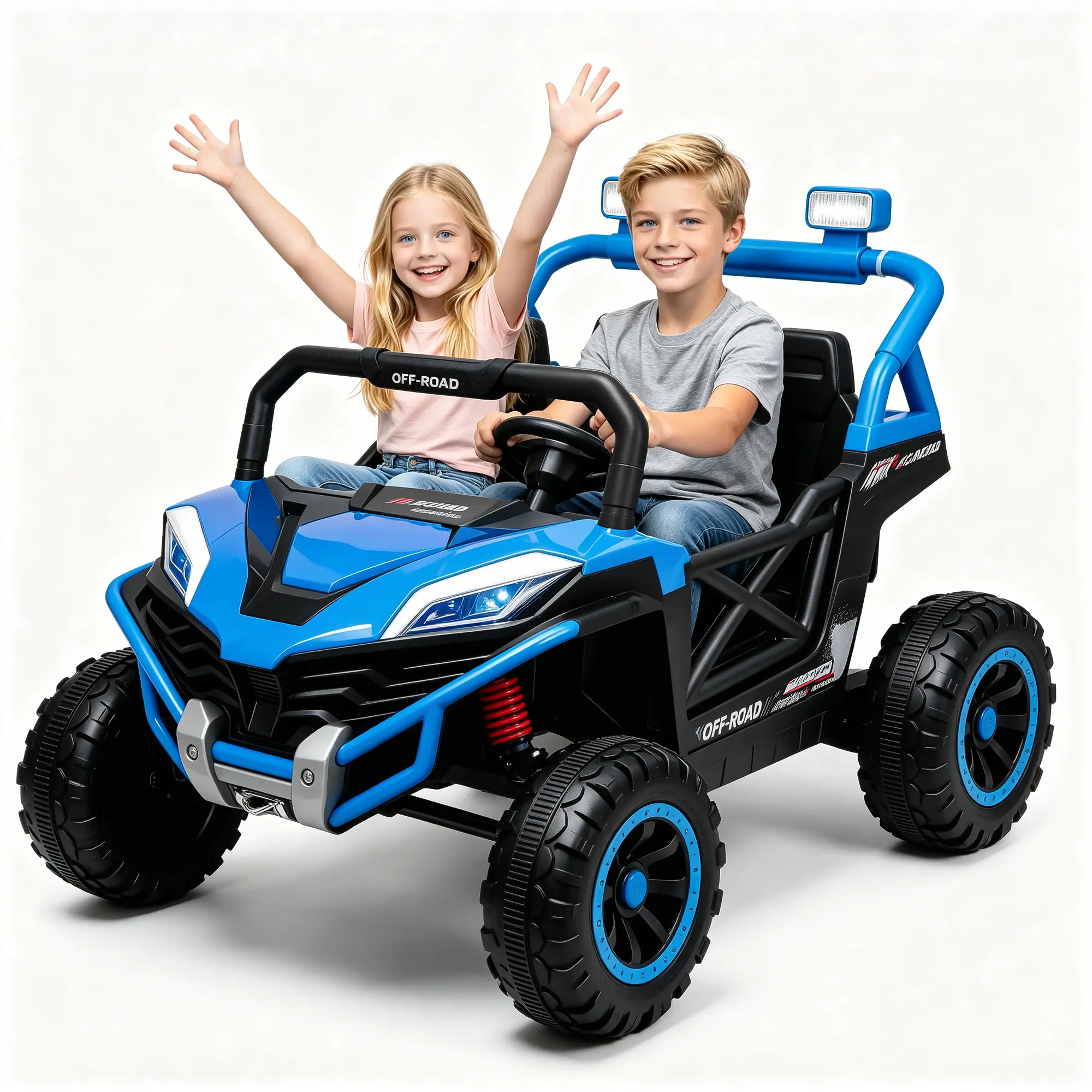 Kids' 24V Electric Ride-on UTV Toy Truck, 2-Seater, 2x550W Motors, EVA Tires, Rainbow Lights, Remote Control, Shock Absorbers, Bluetooth