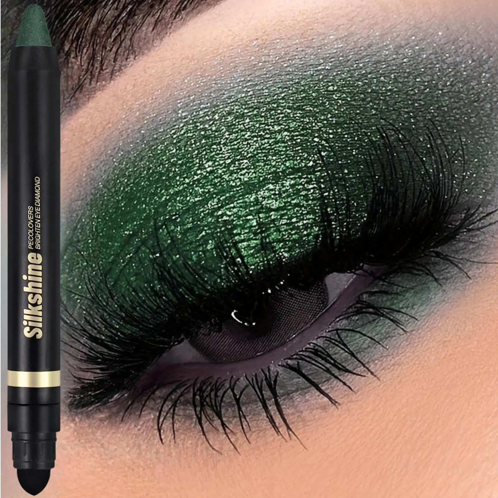 1PC Vibrant Green Glitter Eyeshadow Stick, Longwear, Waterproof, Matte Finish Eye Shadow Palette，Perfect for Christmas Eye Makeup - Ideal Christmas Gift for Girlfriend & Mom