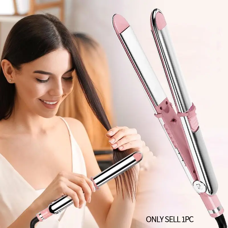 Professional Flat Iron Hair Straightener, Durable Titanium Hair Straightening Ionic Fast Heating Hair Tools, Comfort 2 in 1 Curler & Straightener