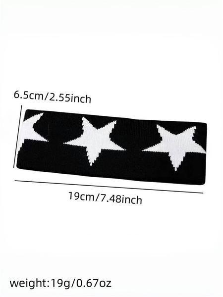 Unisex Knitted Embroidered Star Sports Headband Y2K Style Sweat-Absorbent Hair Accessory For Gym Running Yoga Casual Wear Trendy Comfortable Stretch Fit For Daily Activities vacation