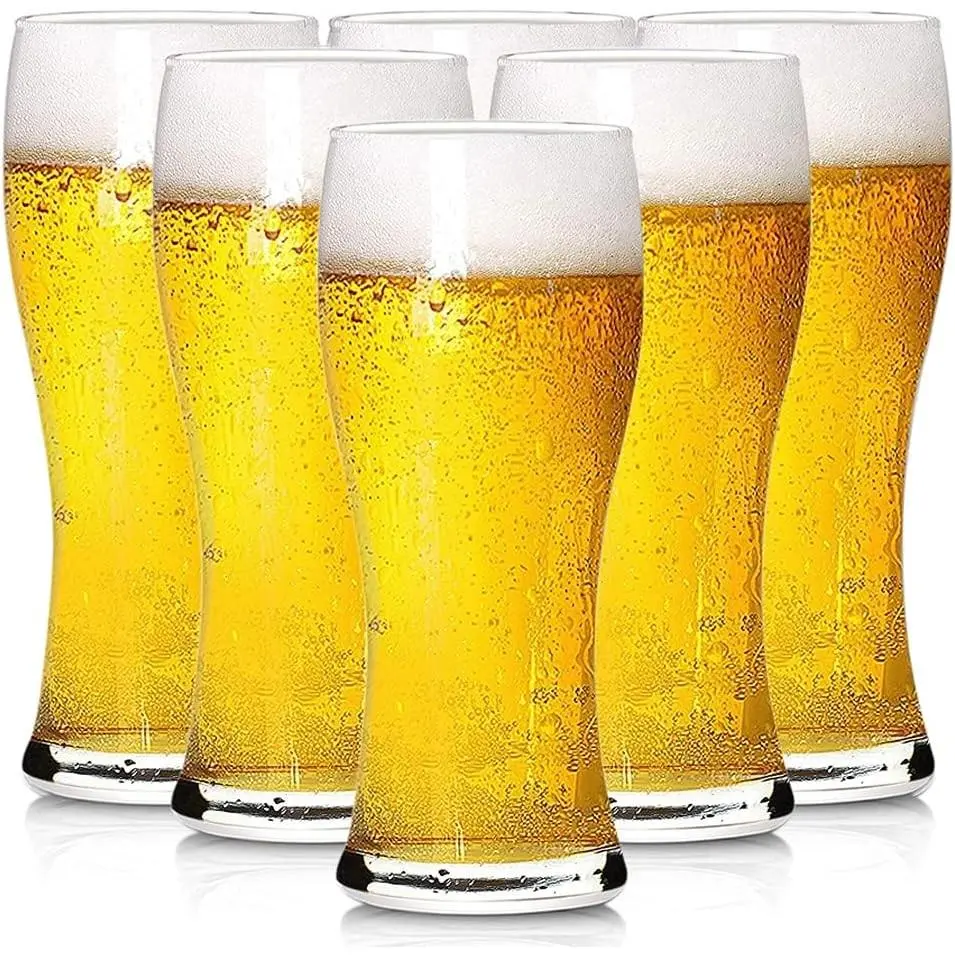 6-Pack 16oz Pilsner Beer Tumblers Set, Bar Glassware for Home Kitchen Birthday Entertainment