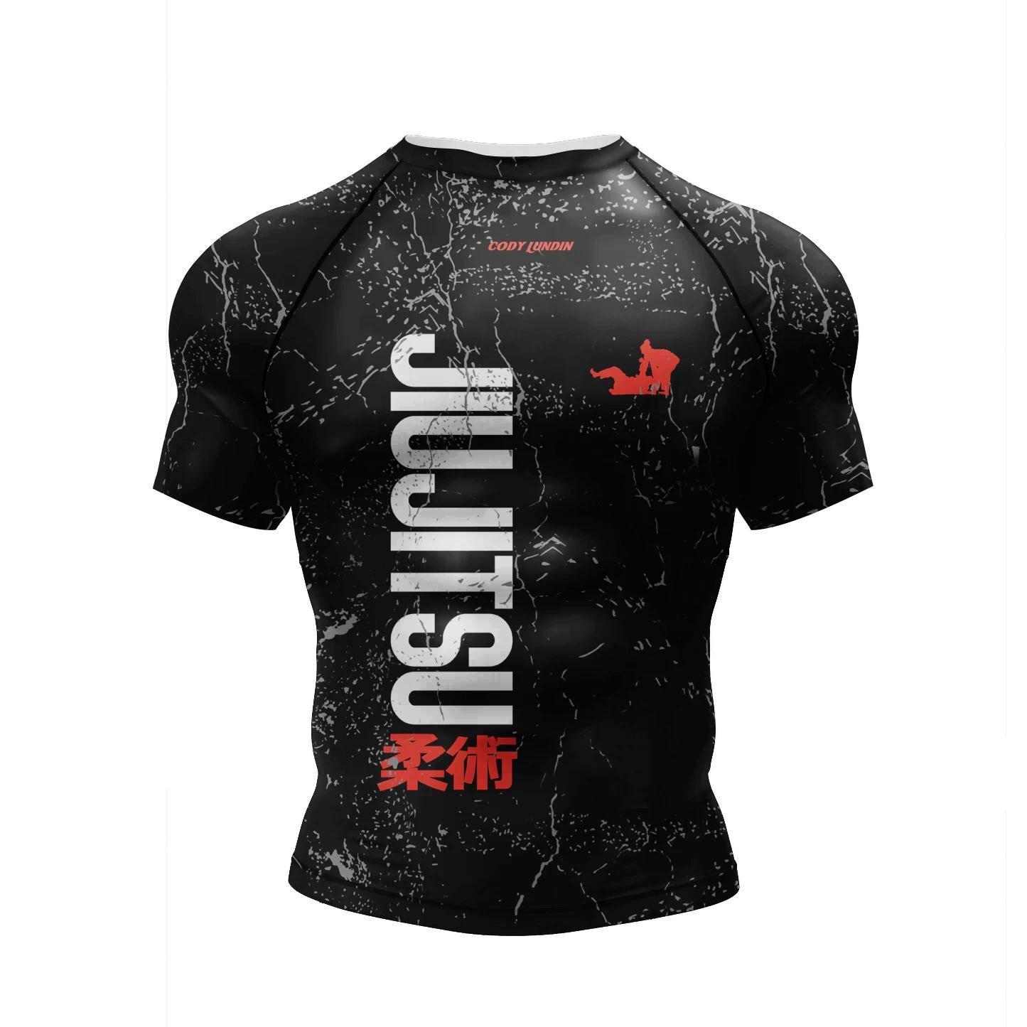 3D Print Sports Quick Dry Breathable Men T-shirt Outdoor Street Jiu-jitsu Boxing Team Training Uniform Short Sleeve Clothing Top