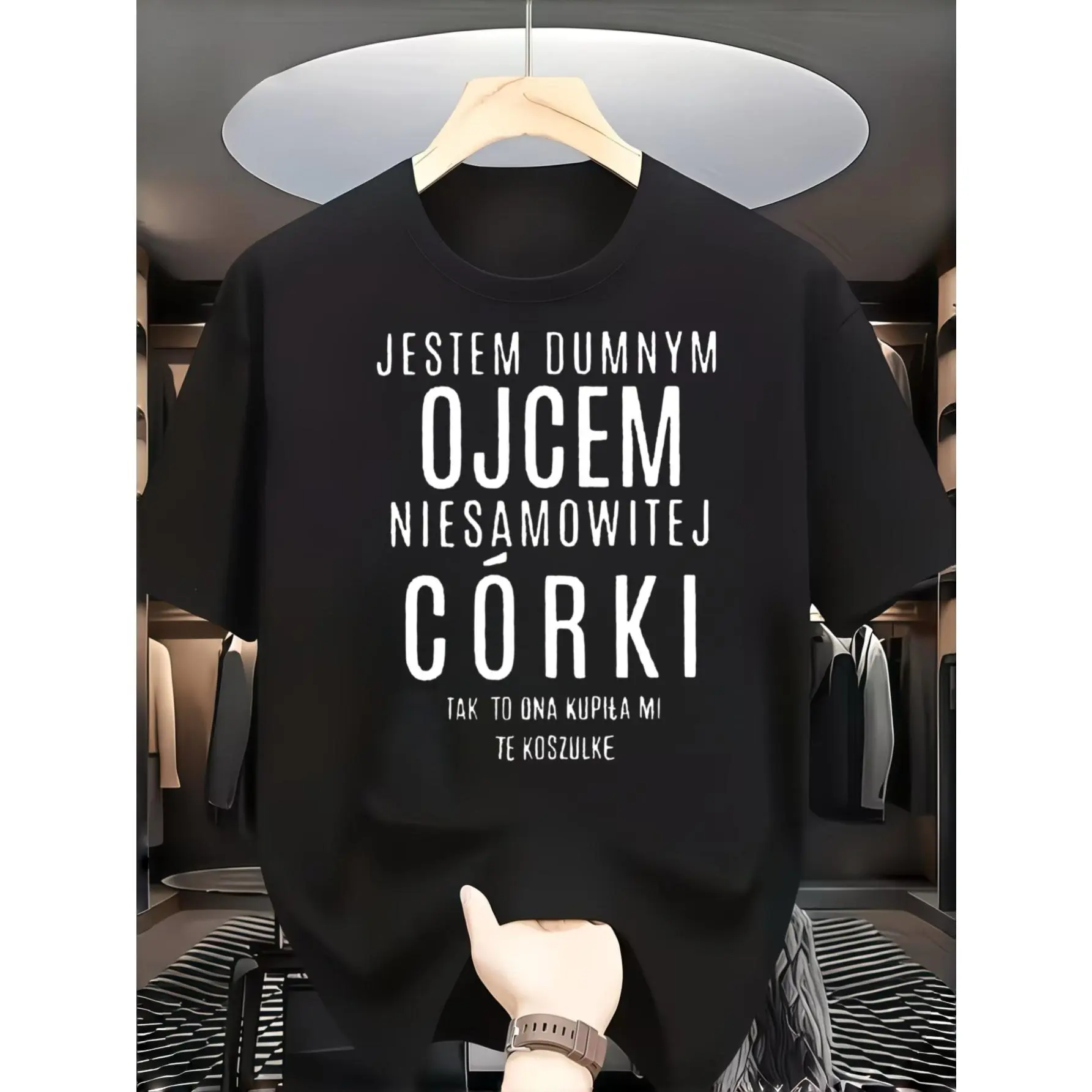 Casual Funny, Men's T-Shirt, Proud Father Of Amazing Daughter Text Graphic, Summer Daily Wear, Gift For Dad From Daughter