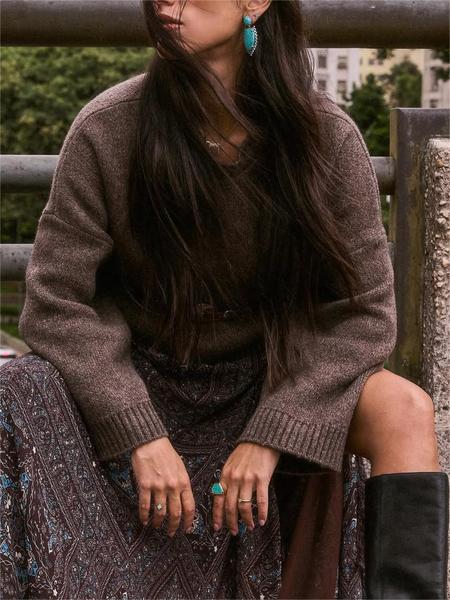 Women's Vintage Knit Sweater, Elegant Soft Feel, Perfect for Spring/autumn/winter Seasons, Stylish Ladies' Fashion Apparel