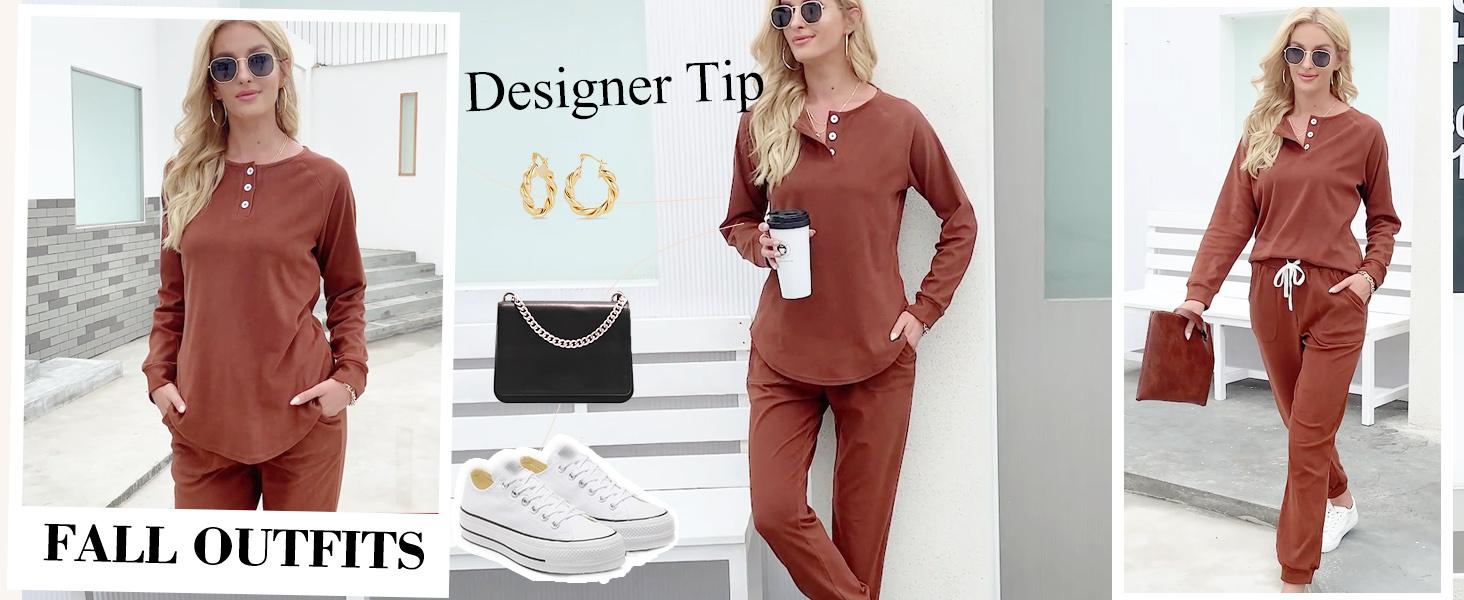WIHOLL Two Piece Outfits for Women Lounge Sets Button Down Sweatshirt Sweatpants Sweatsuits Set with Pockets SpringStatements