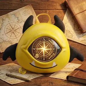 Little Devil Yellow LED Backpack, mini hard-shell backpack with LED screen, pixel art, and DIY animation, internal USB cable, compatible with tablets and the Switch, a great tech gift for teens (external battery not included).