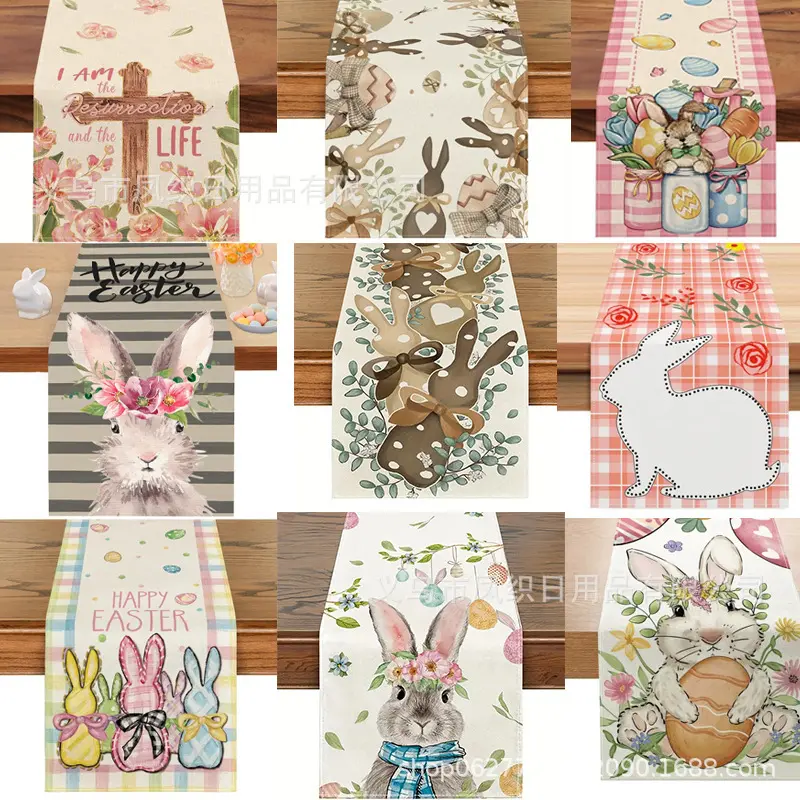 Best-selling Easter linen printed tablecloth for home, restaurant, kitchen decoration and parties