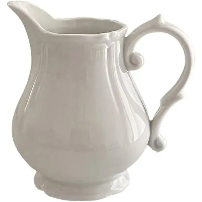 Vintage Embossed Creamer & Sauce Pitcher - Milk Jug & Serving Pitcher for Kitchen - White Creamer