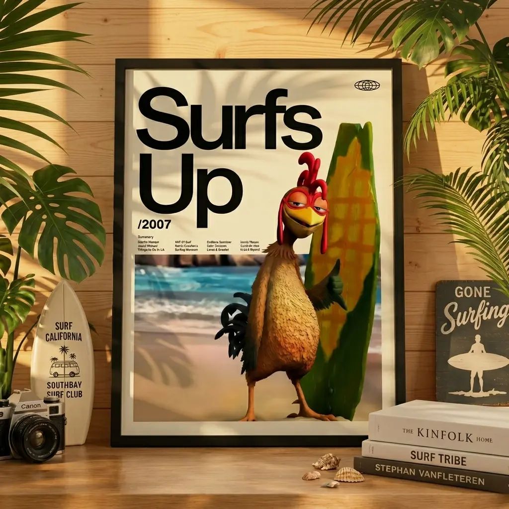 Surf's Up Chicken Joe Poster, Premium Film Artwork Print, Wall Decor for Room, Bedroom Decor, Movie Wall Art, Surfing Decor, Cartoon Fan Gift, Aesthetic Room Decor