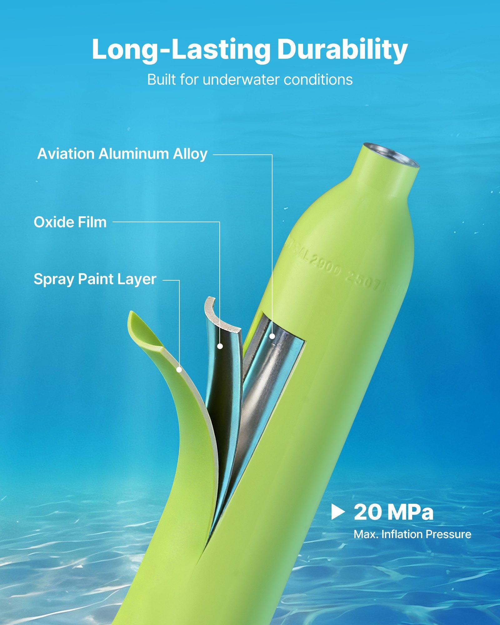 VEVOR Mini Scuba Tank with Sub-Mask, 0.5L Portable Diving Tank for Underwater Breathing, Reusable Lung Diving Cylinder up to 10 Minutes Dive Time, Emergency Rescue Pony Bottle with Pump for Snorkeling